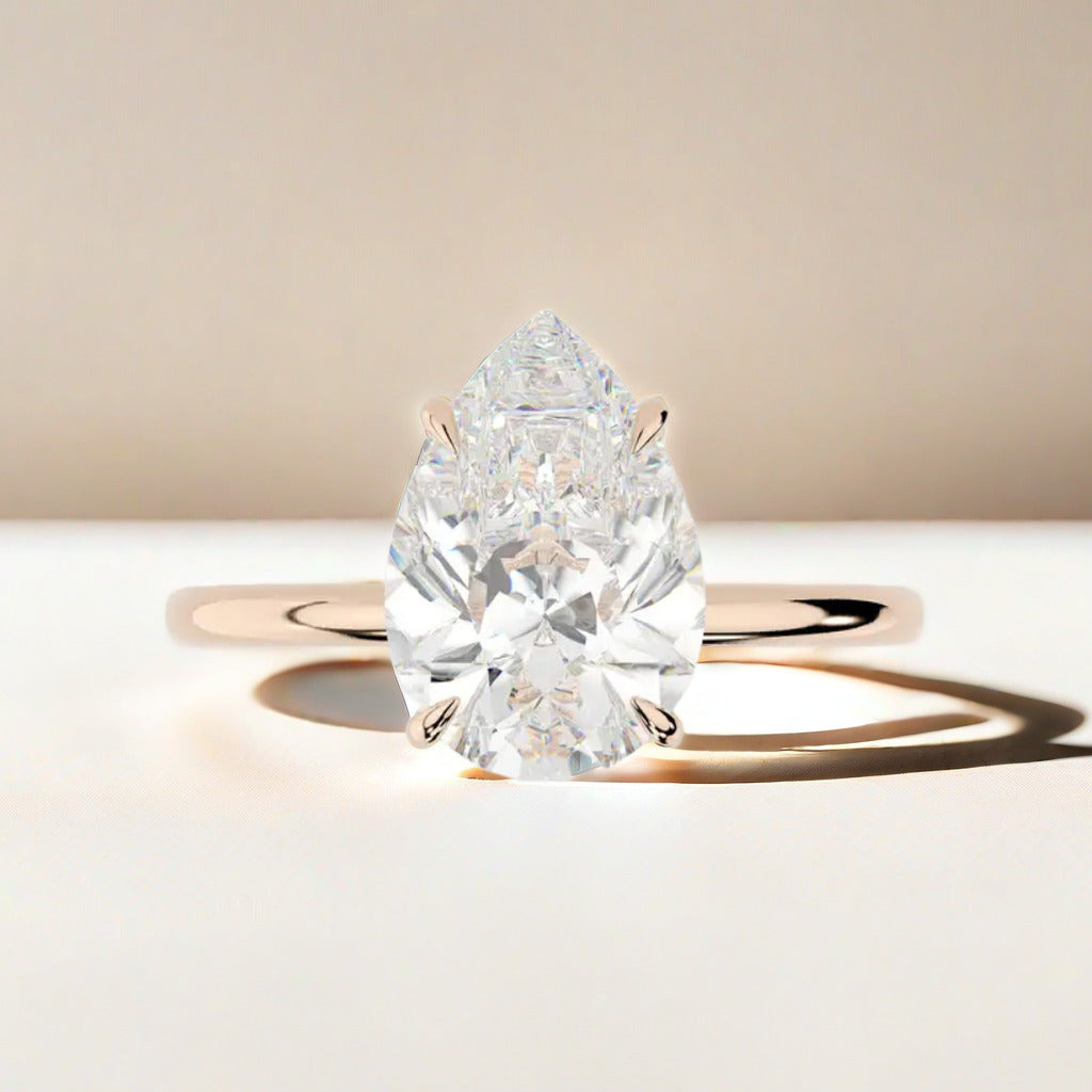 18K Rose Gold Pear Ring
