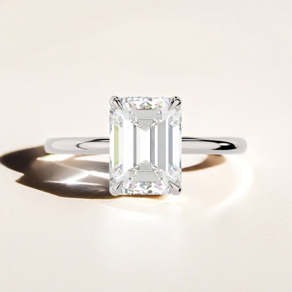 18K White Gold Emerald-Cut Ring