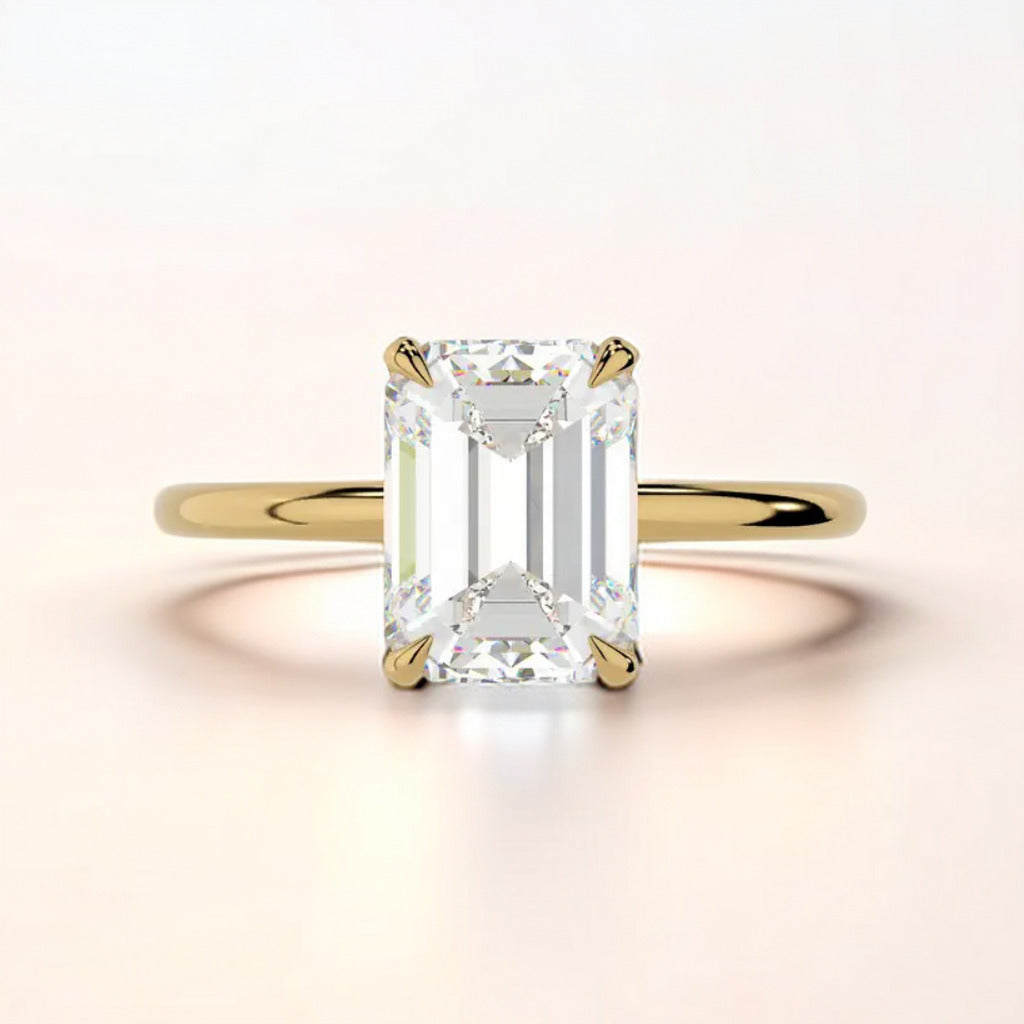 18K Yellow Gold Emerald-Cut Ring