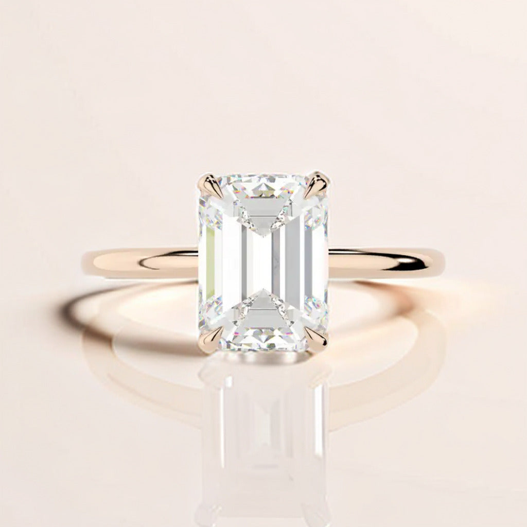 18K Rose Gold Emerald-Cut Ring