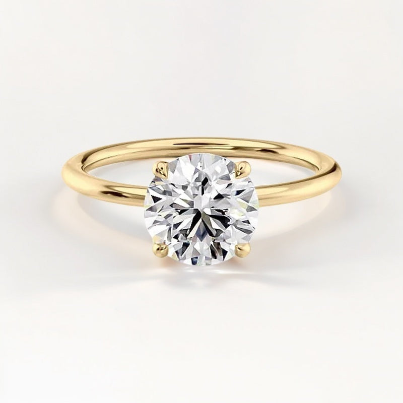 18K Yellow Gold Round Brilliant Ring 4 claw
