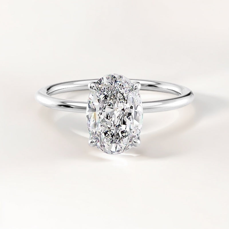 18K White Gold Oval-Cut Ring