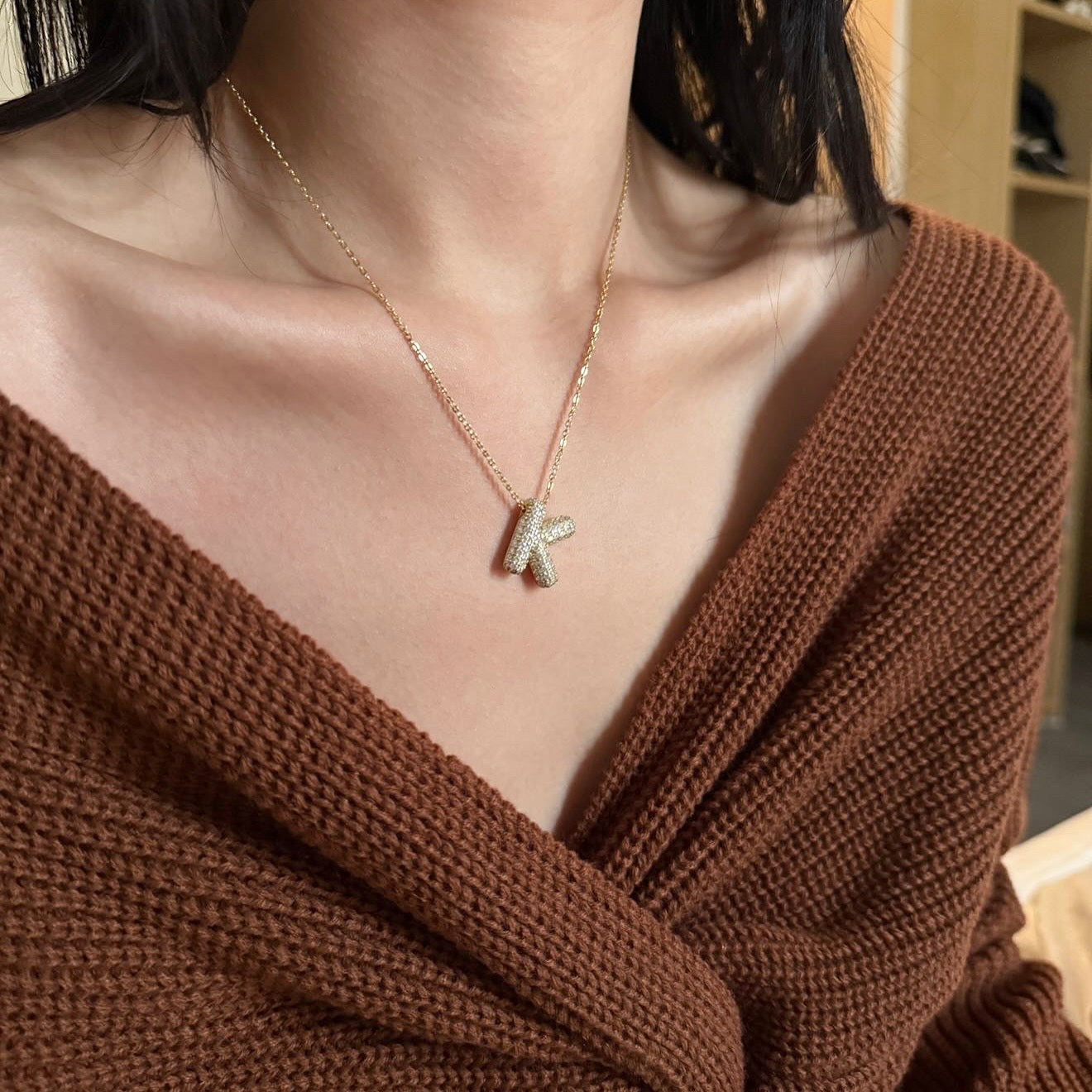 Initial name letter custom bubble necklace