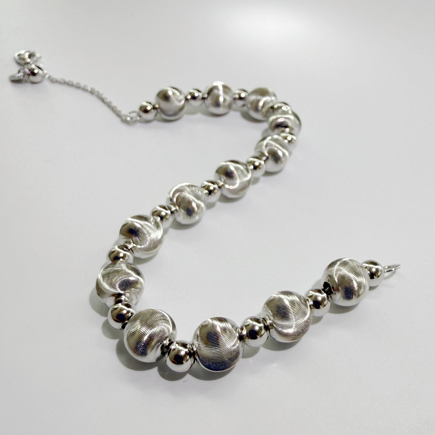 Round ball geometric bracelet with pattern sterling silver