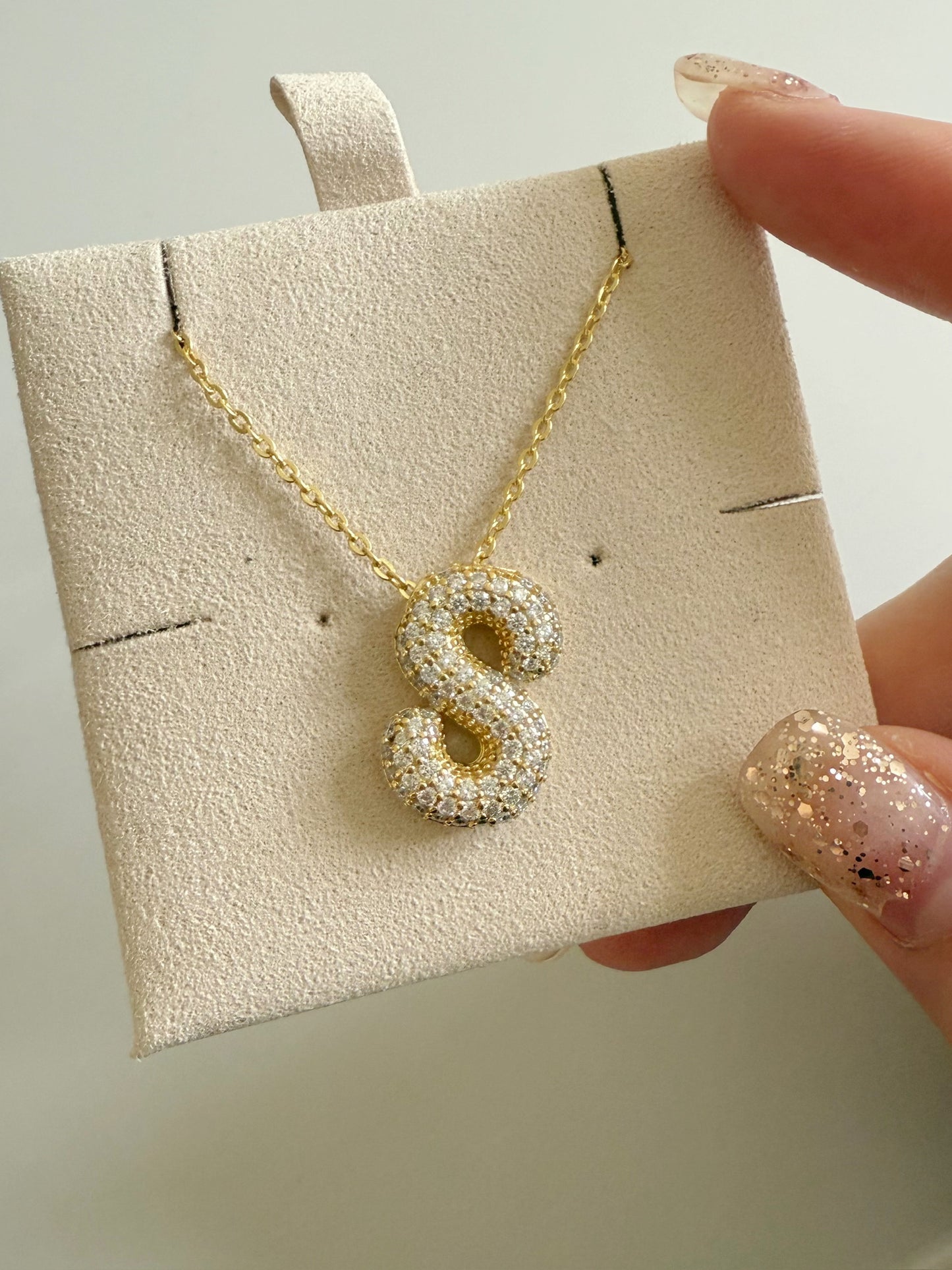 Custom alphabet initial name letter bubble diamond necklace