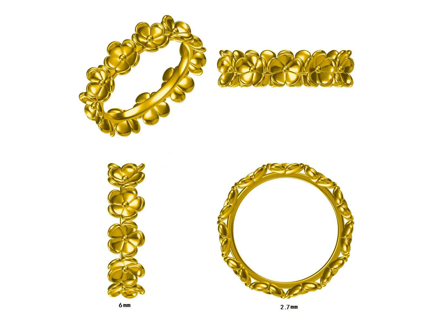 Custom made floral hand engraved ring 18k gold