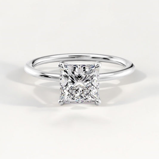 Silver Princess-Cut Ring