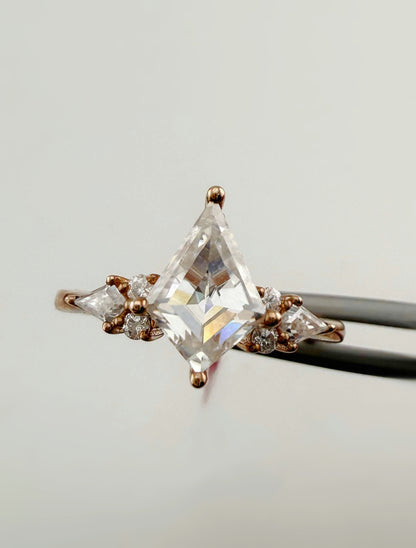 Custom made 18k rose gold kite shape ring