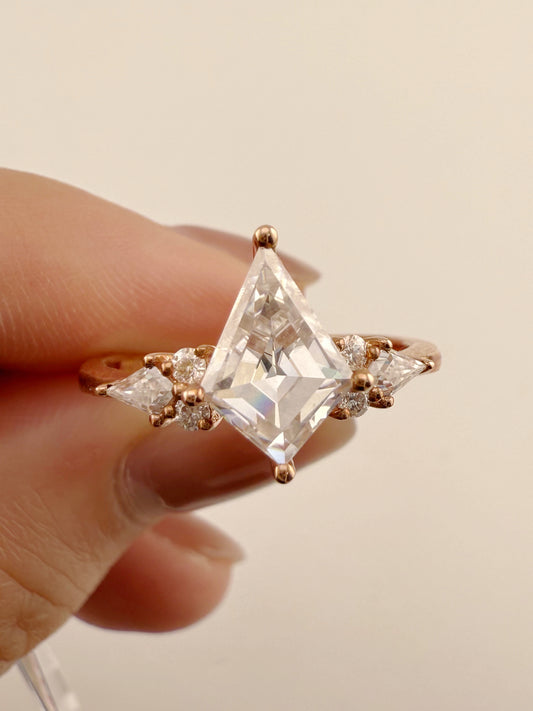 Custom made 18k rose gold kite shape ring