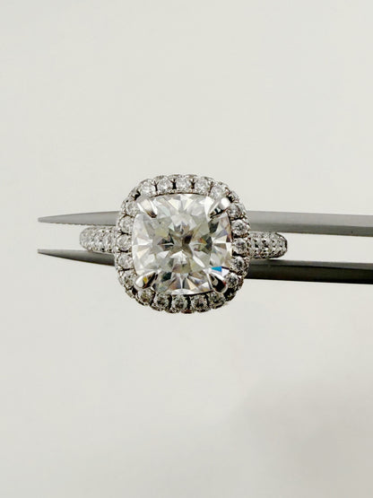 Halo Cushion with Round Brilliant Center Ring