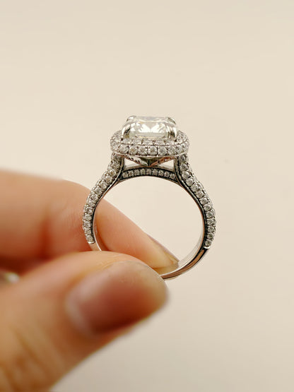 Halo Cushion with Round Brilliant Center Ring