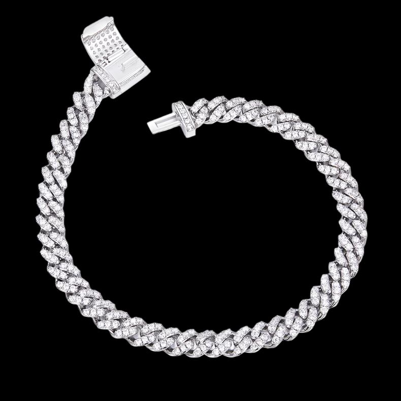 Cuban Link Moissanite Bracelet Necklace Chain 6mm