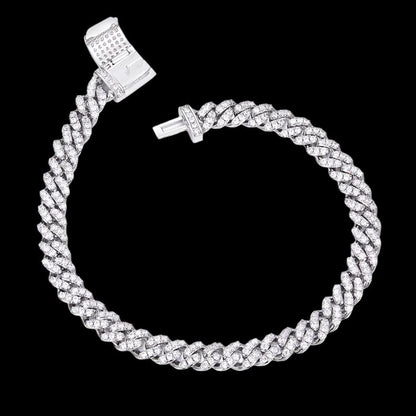 Cuban Link Moissanite Bracelet Necklace Chain 6mm