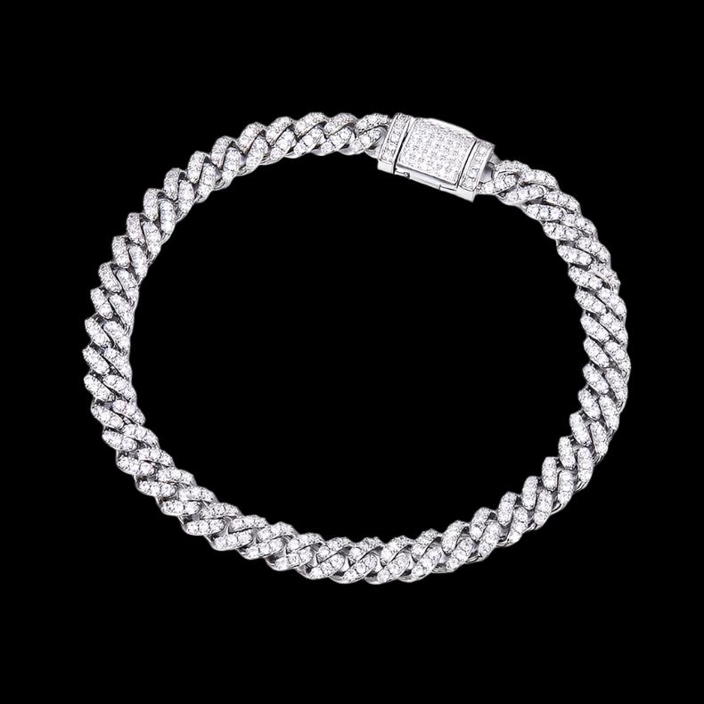 Cuban Link Moissanite Bracelet Necklace Chain 6mm