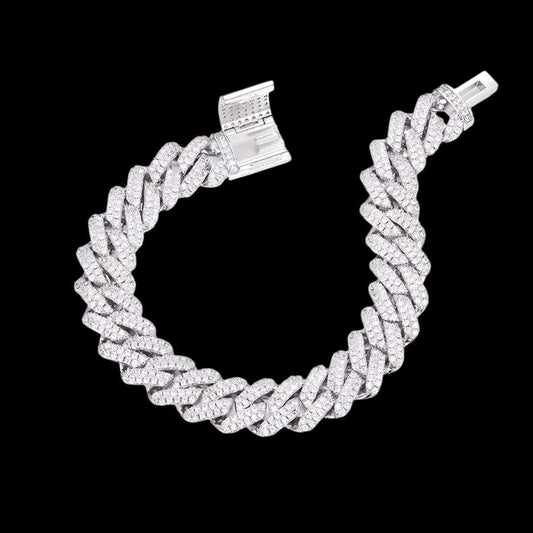 Cuban Link Moissanite Bracelet Necklace Chain 14mm