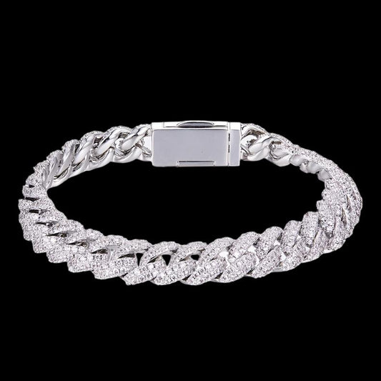 Cuban Link Moissanite Bracelet Necklace Chain 10mm