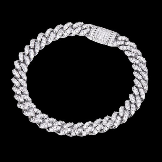Cuban Link Moissanite Bracelet Necklace Chain 8mm