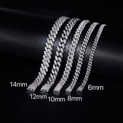 Cuban Link Moissanite Bracelet Necklace Chain 6mm