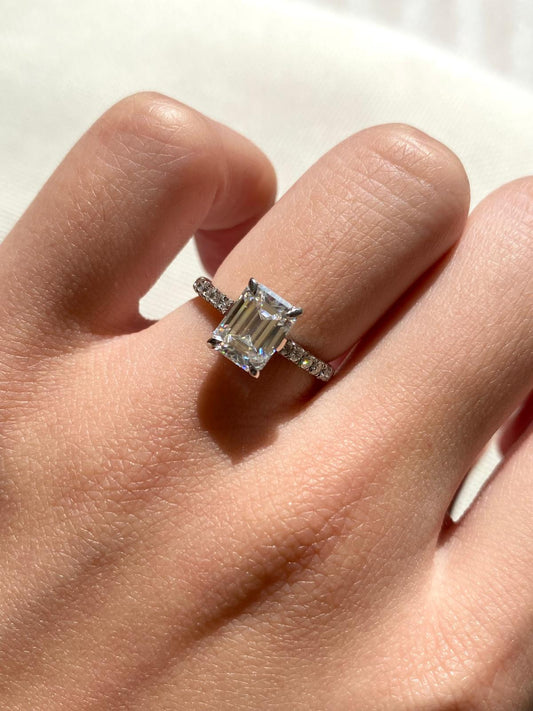 Emerald-cut Pavé set Ring