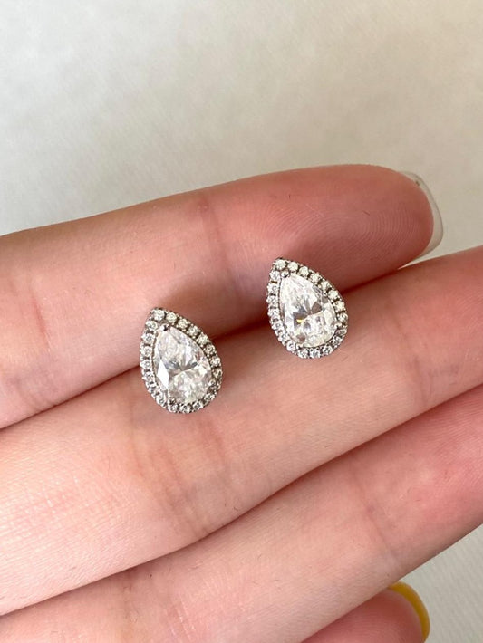 Halo Pear-cut stud earrings
