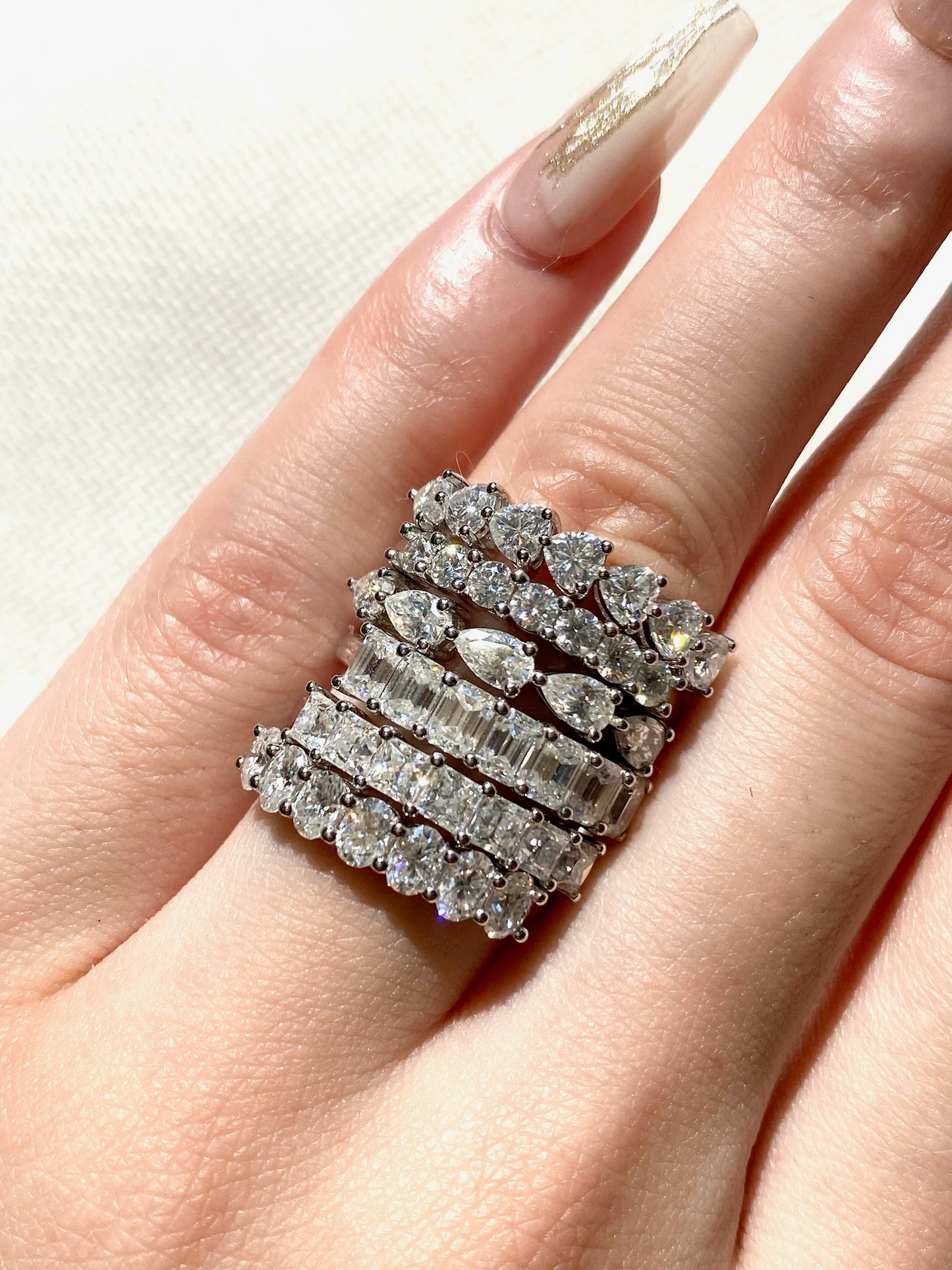 Heart-cut Half Eternity Ring Wedding Band Anniversary Ring