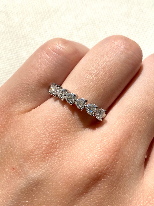 Heart-cut Half Eternity Ring Wedding Band Anniversary Ring