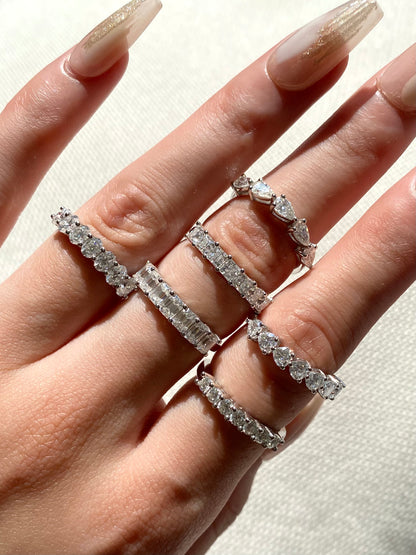Emerald-cut Half Eternity Ring Wedding Band Anniversary Ring