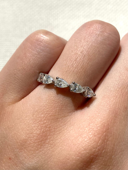 Pear-cut Half Eternity Ring Wedding Band Anniversary Ring
