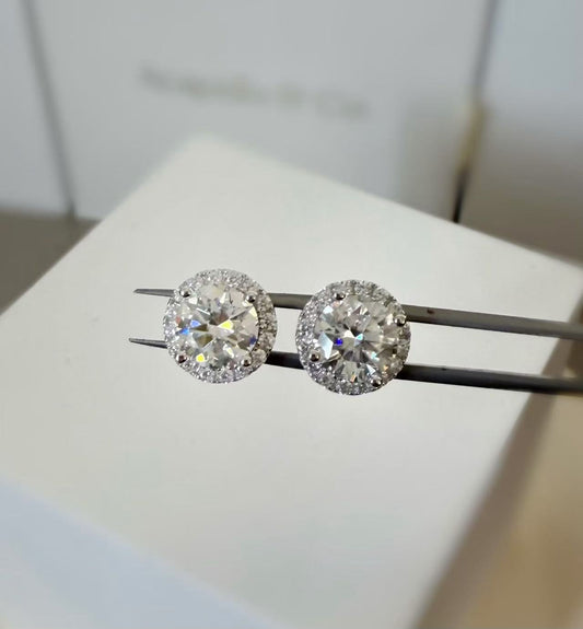 Halo Round Brilliant stud earrings