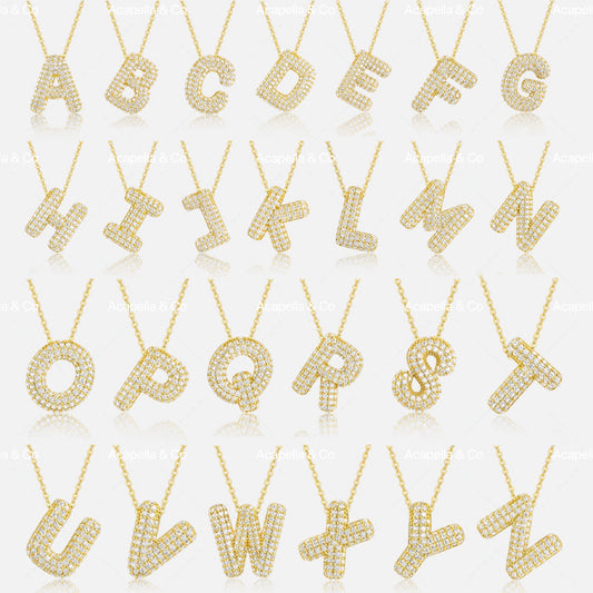Initial name letter custom bubble necklace