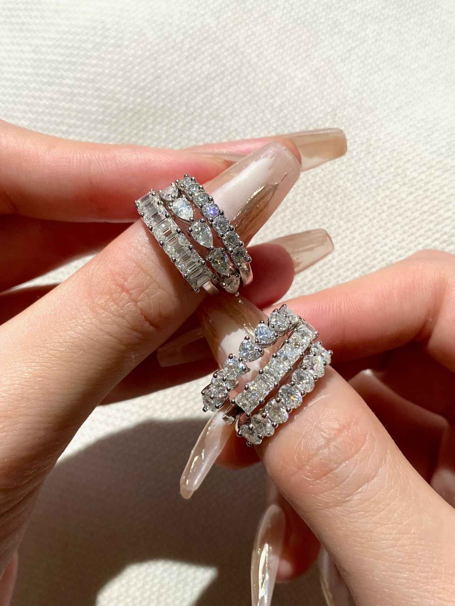 Heart-cut Half Eternity Ring Wedding Band Anniversary Ring