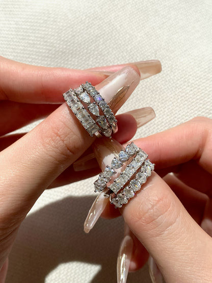 Heart-cut Half Eternity Ring Wedding Band Anniversary Ring