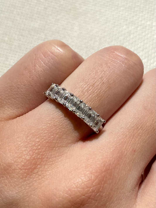 Emerald-cut Half Eternity Ring Wedding Band Anniversary Ring
