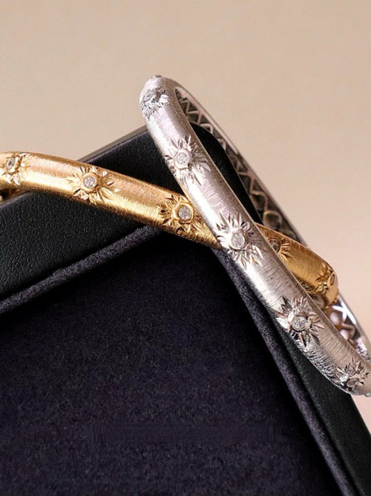 Vintage style bangle handmade engraving Silver