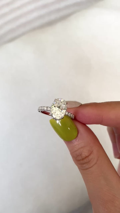 Hidden Halo Cushion with Oval-cut Center Ring