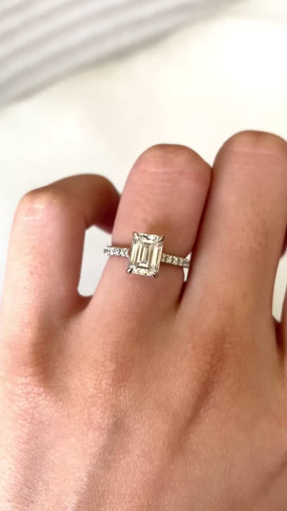 Emerald-cut Pavé set Ring