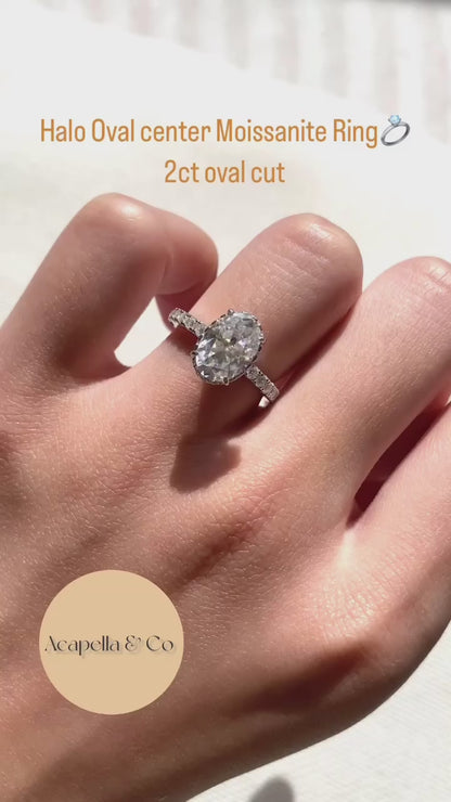 Hidden Halo Cushion with Oval-cut Center Ring