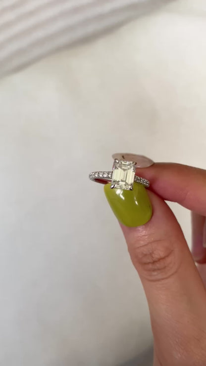 Emerald-cut Pavé set Ring