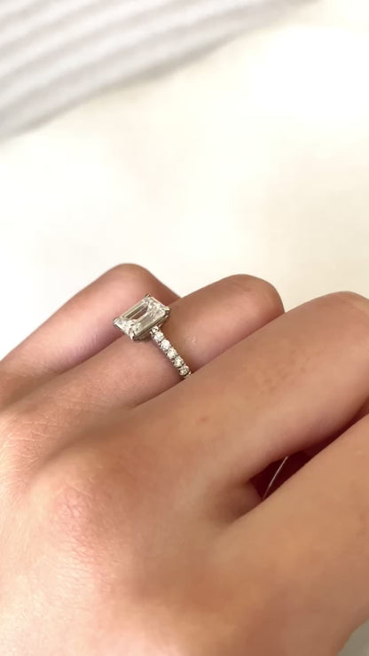 Emerald-cut Pavé set Ring